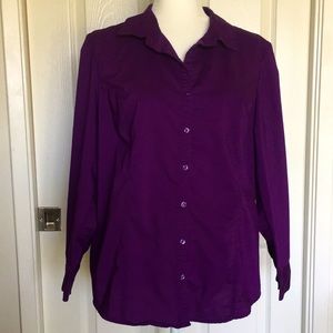 George Purple Long Sleeve Button Up Collared Shirt
